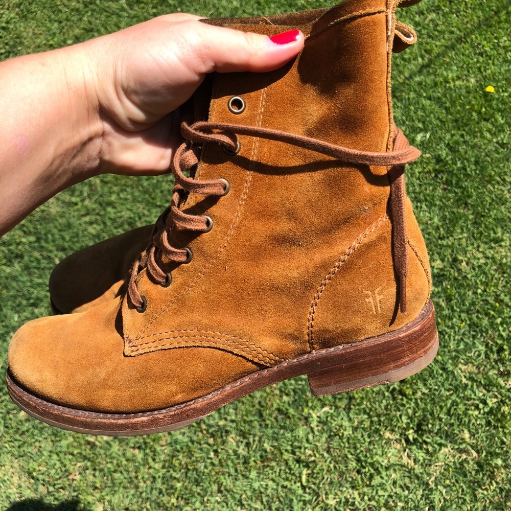 Frye ‘Veronica’ suede combat boots.